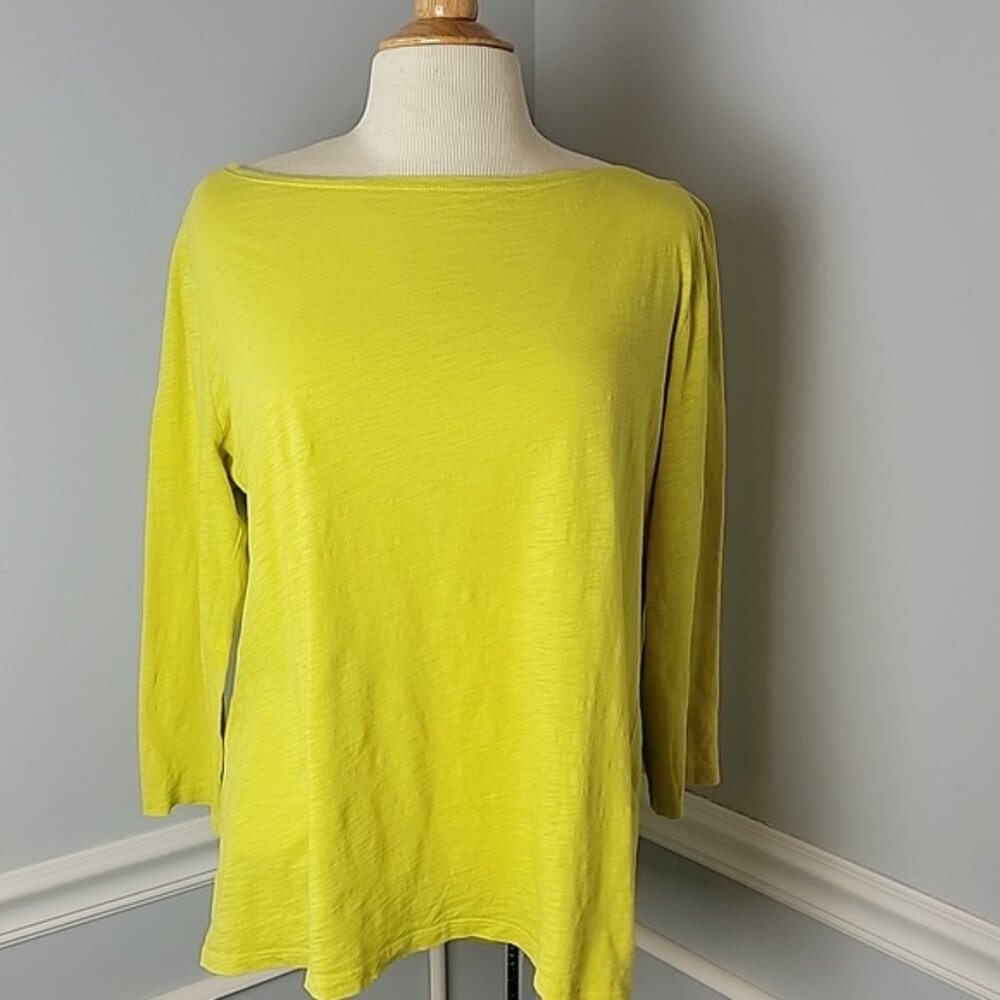 ANN TAYLOR FACTORY 3/4 Quarter Sleeve Boat Neck Semi Sheer T-Shirt Bundle of 2 L